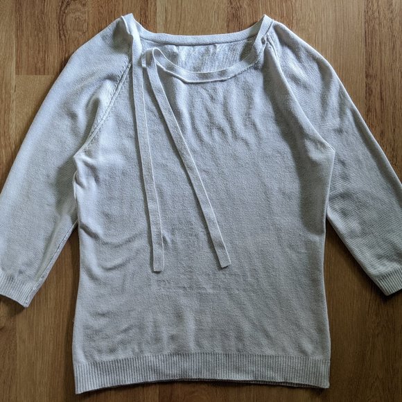 La Chapelle Women 2 XS White Sweater Top Bow Girl - Picture 6 of 8